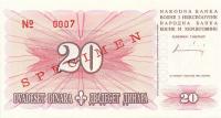 p42s from Bosnia and Herzegovina: 20 Dinara from 1994